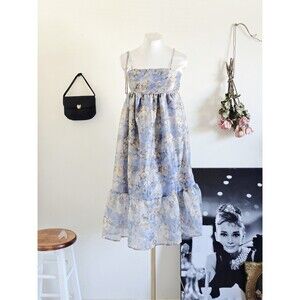 Wild Fable Blue Watercolor Empire Waist Full Mini Dress Coquette XXS